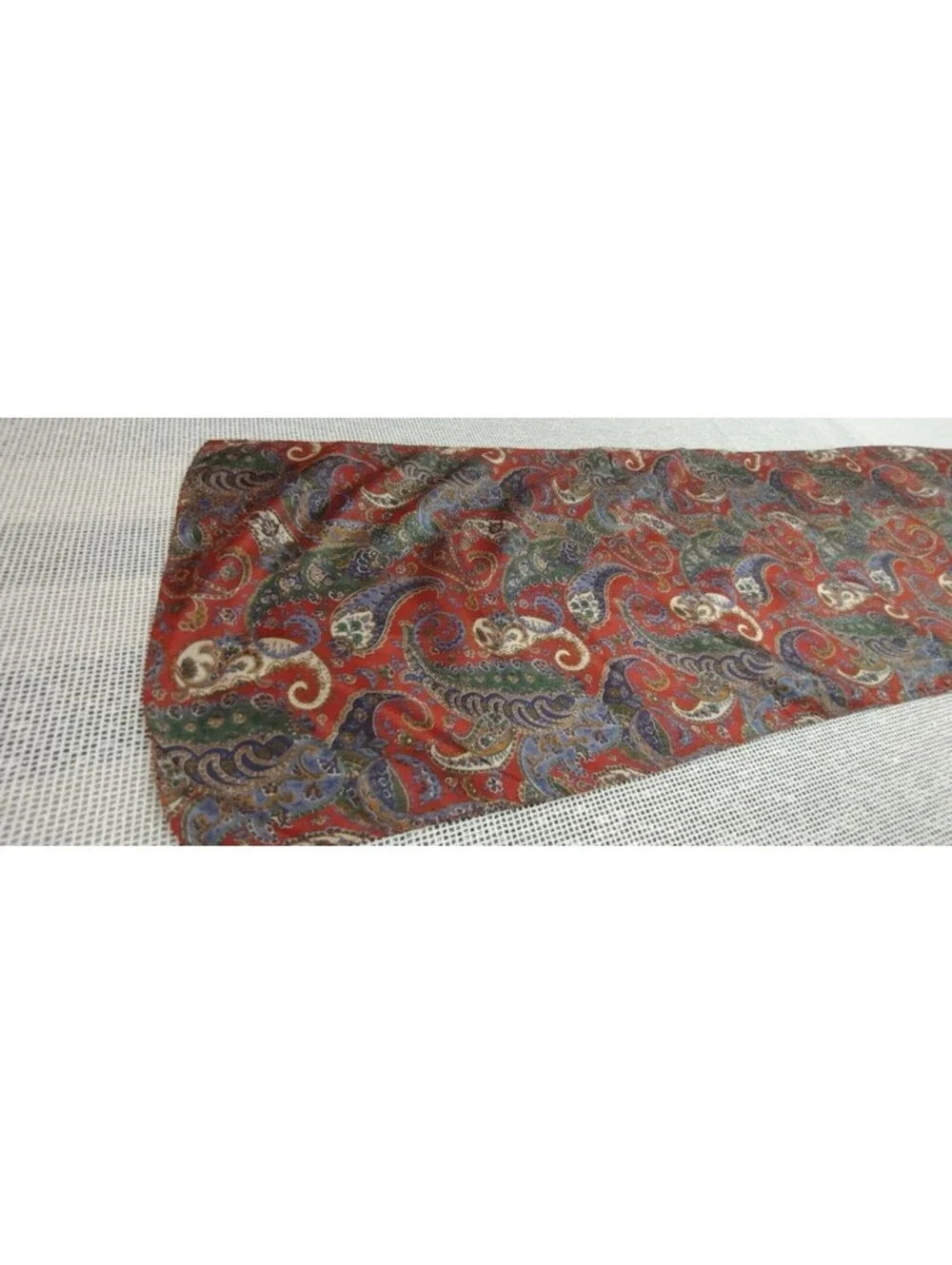 Vintage Paisley Pure Silk Scarf Men's Brown Bohemian Oblong 70s 80s Evening Wear